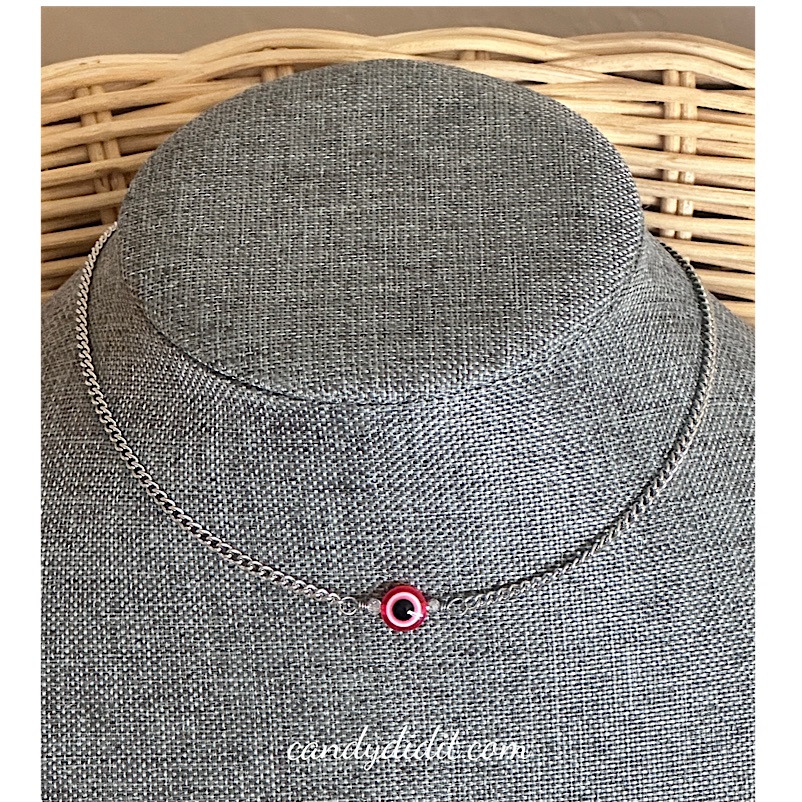 Nwt Handmade Candy Did It! Red Double Sided Eye Of Protection Necklace